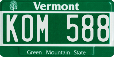 VT license plate KOM588
