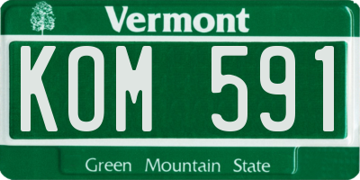 VT license plate KOM591