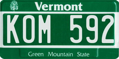 VT license plate KOM592