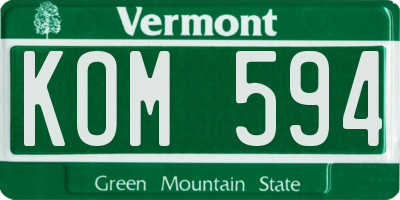 VT license plate KOM594