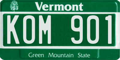VT license plate KOM901