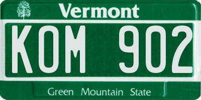 VT license plate KOM902