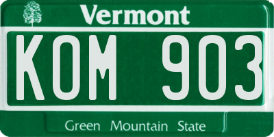 VT license plate KOM903