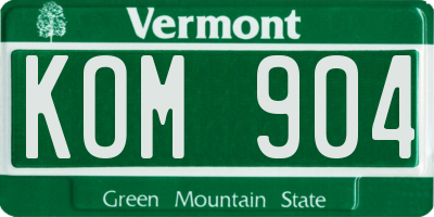 VT license plate KOM904
