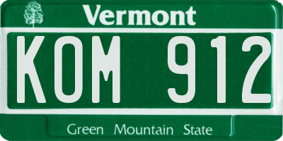 VT license plate KOM912