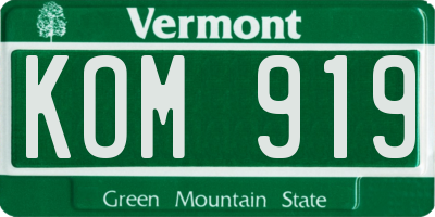 VT license plate KOM919