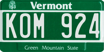 VT license plate KOM924