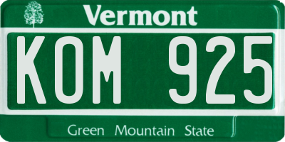 VT license plate KOM925