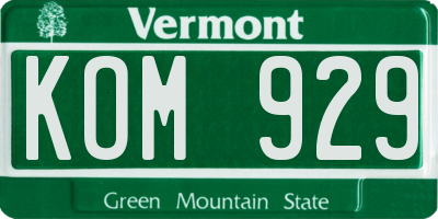 VT license plate KOM929