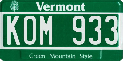 VT license plate KOM933