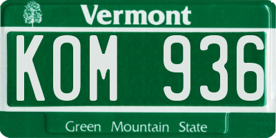 VT license plate KOM936