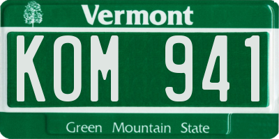 VT license plate KOM941