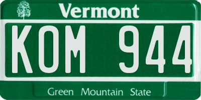 VT license plate KOM944
