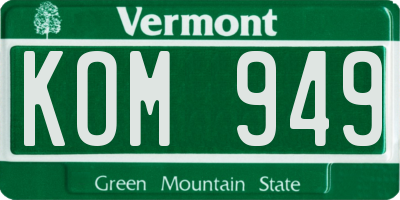 VT license plate KOM949