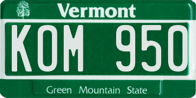 VT license plate KOM950