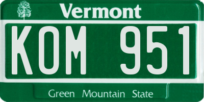 VT license plate KOM951