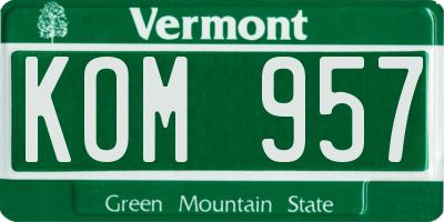 VT license plate KOM957