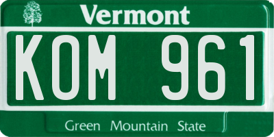 VT license plate KOM961