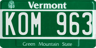 VT license plate KOM963