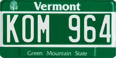 VT license plate KOM964