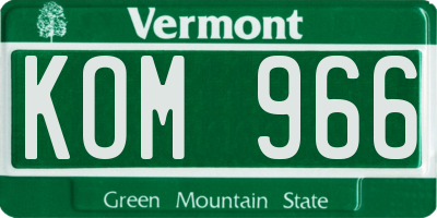 VT license plate KOM966
