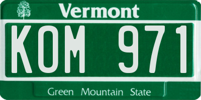 VT license plate KOM971