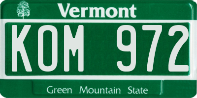 VT license plate KOM972
