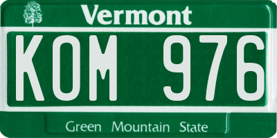 VT license plate KOM976