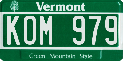 VT license plate KOM979