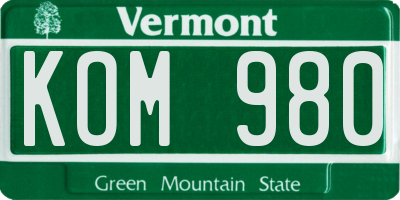 VT license plate KOM980