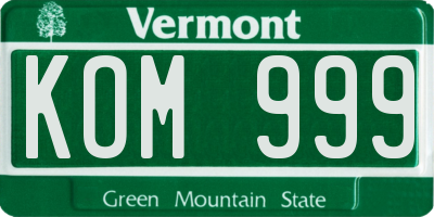 VT license plate KOM999