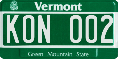 VT license plate KON002
