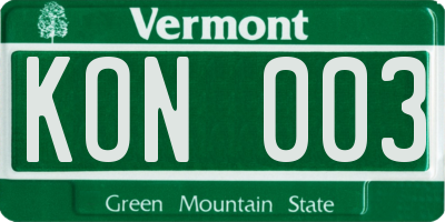 VT license plate KON003