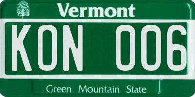 VT license plate KON006