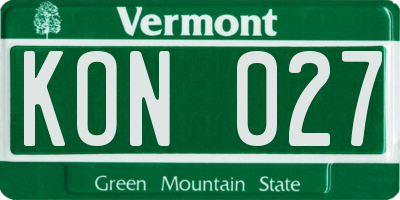 VT license plate KON027
