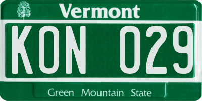 VT license plate KON029