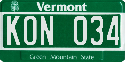 VT license plate KON034