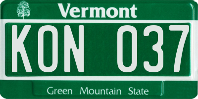 VT license plate KON037
