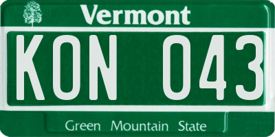 VT license plate KON043