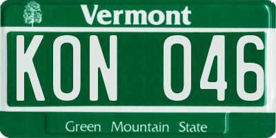 VT license plate KON046