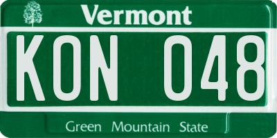 VT license plate KON048