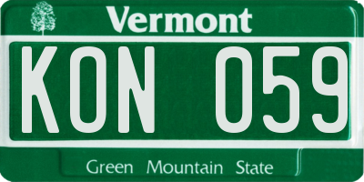 VT license plate KON059