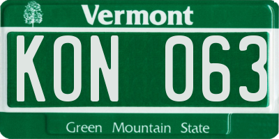 VT license plate KON063