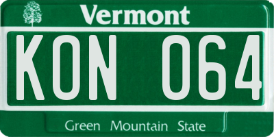 VT license plate KON064