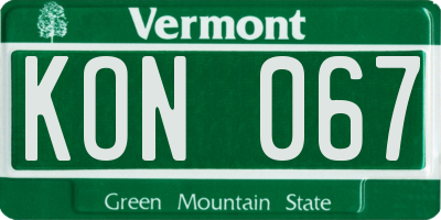 VT license plate KON067