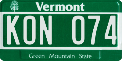 VT license plate KON074