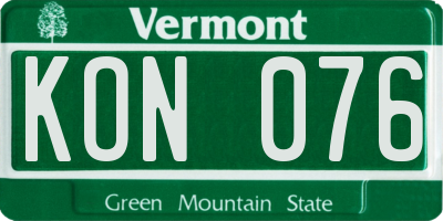 VT license plate KON076