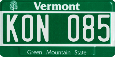 VT license plate KON085
