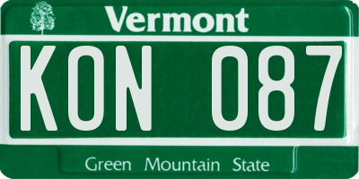 VT license plate KON087
