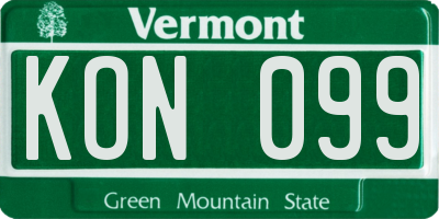 VT license plate KON099